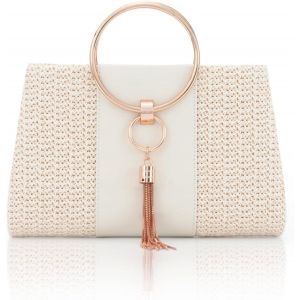 Pochettes en Paille pour Femmes Sacs de Plage D'été Fourre-tout à Glands Sac de Soirée Sacs à Main - Neuf