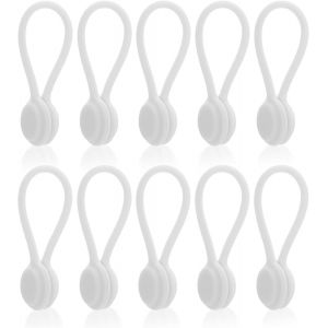 10 Pi&egrave;ces Attache C&acirc;ble Magn&eacute;tiques Organisateur de Clips de C&acirc;ble en Silicone Attaches de C&acirc;ble s Gestionnaire de C&acirc;bles USB pour Bureau L'&eacute;cole Maison (Blanc) - Neuf