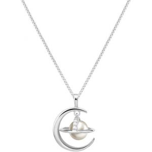 Collier De Strass Femme,925 Argent Plaqué Planète Lune Pendentif Perles Décoration Chaîne Strass,Collier Chaînes Réglables Bijoux Cadeaux Filles,Argent/Doré - Neuf