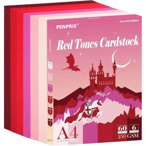 Rott&ouml;ne-Kartonpapier-60 Blatt,6 Farben,Blaues Kartonpapier Im A4-Format,250 G/M&sup2;/92 Lb Schweres Kartonpapier F&uuml;r Drucker,Kartenherstellung,Diy-Handarbeiten,Scrapbooking Pac06mx4 - Neuf