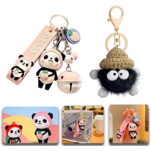 TIANYI-Porte clef pompon,Porte-cl&eacute;s Ourson Kawaii pour femmes,porte clef voiture femme,Porte-cl&eacute;s Ourson Pom Pom bling bling,Lot Porte Cl&eacute;,Portefeuille Girly pour sac &agrave; dos,Cadeau de No&euml;l pour dames - Neuf
