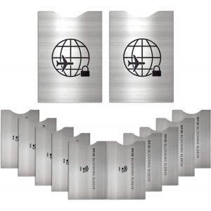 12 Protecteurs De Carte & Passeport Rfid/Nfc-Pochettes De Protection De Carte Sans Contact-Carte Bleue,Cartes De Crédit,Cartes Bancaires-Argent - Neuf