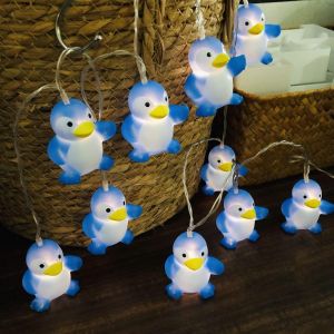 KAL-Chambre D'Enfants Animaux Mignons Lumières De Chaîne 10 Led De Noël Lumières Décoratives Pour Enfants, Lumières De Nuit Pour École, Jardin, Chambre D'Enfant (1,65 M/10 Led, Pingouin Bleu) - Neuf
