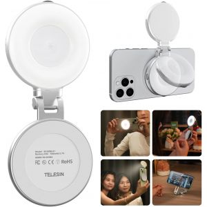 SJZG-C03 Lampe Magn&eacute;tique Pour Selfie, Lampe Pour T&eacute;l&eacute;phone Compatible Avec Iphone Magsafe, Cri97 360&deg; Led Selfie Ring Fill Light Pour Selfies/Photographie/Tiktok/Appels Zoom/Vid&eacute;oconf&eacute;rence - Neuf