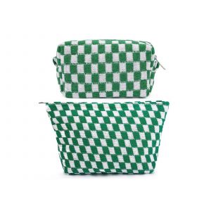 Ensemble de trousses de maquillage &agrave; carreaux - Petites et moyennes, vertes - Neuf