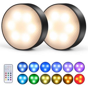 SHIBA-LED Sans Fil Lampe de Placard 13 Couleur, 4 Mode Adhesive Spot LED à Pile Avec Telecommande Couleur rgb Lumiere Pour Armoire[1 - Neuf