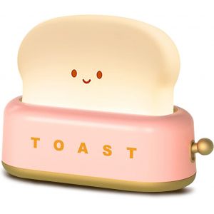 (Rose)Décoratif Grille-Pain Lampe De Bureau,Petits Rechargeable Smiley Toast De Pain Mignon Grille-Pain De Forme Décorative Veilleuse Pour La Chambre À Coucher Chevet Salon Salle À Manger - Neuf