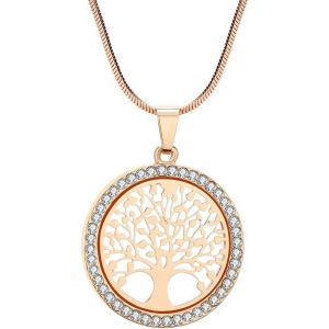 Kal-Long Collier Pour Les Femmes, Collier De Pendentif Arbre De Vie Pour Les Filles Collier En Or Rose Et Argent Avec Cz Chaîne En Cristal Collier - Neuf