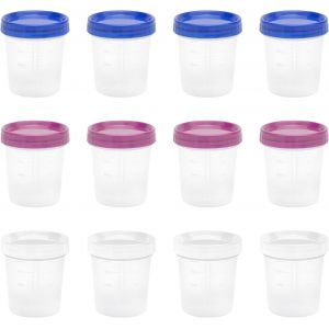 LETNERNY-Lot De 12 Pots À Sauce En Plastique Avec Couvercle, 120Ml Petite Boîte Plastique Pour Alimentaire Avec Graduation, Réutilisable Étanche Contenant En Plastique, Petit Pot Conservation - Neuf