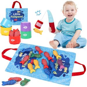 JGD-Jouet pour enfants &agrave; partir de 1 &agrave; 2 ans, jeu de p&ecirc;che, jouet pour b&eacute;b&eacute; de 6 &agrave; 12 mois, jeu de p&ecirc;che, jouet Montessori, jeux &eacute;ducatifs, jouets de motricit&eacute;, petits cadeaux - Neuf