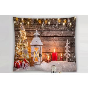 Tapisserie Murale De No&euml;l Pour Chambre &Agrave; Coucher - Bonhommes De Neige, Sapins, Chemin&eacute;e - 150 Cm X 130 Cm - Polyester - Neuf