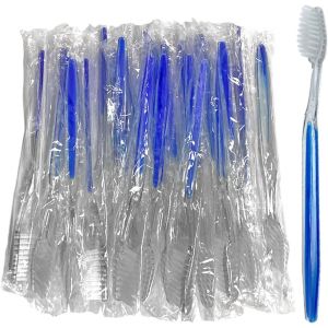 24 Pi&egrave;ces Brosse &Agrave; Dents De Voyage Emball&eacute;es Individuellement, Brosses &Agrave; Dents Jetables Avec Manche Bleu, Portable Paquets De Brosse &Agrave; Dents De Camping Jetables Brosses &Agrave; Dents Pour H&ocirc;tel - Neuf