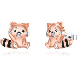 Chenquansarl-Boucles D'oreilles Panda Rouge En Argent Sterling 925 Pour Femme, 0,47 * 0,43 Zoll, Argent Sterling, Pas De Gemme - Neuf
