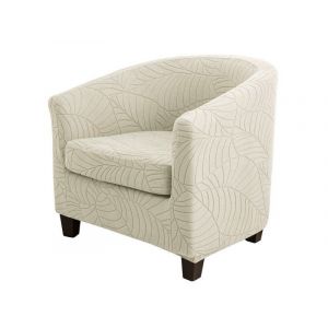 Lot De 2 Housses De Canapé Extensibles À Motif Feuilles Beiges Pour Canapé 1 Place - Neuf