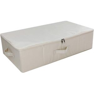 MEVRONISSHOP-Sac de Rangement sous Le lit, bo&icirc;te de Rangement &agrave; Couvercle Plat, Beige - Neuf