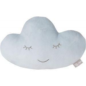 Kalanka-Coussin Décoratif Pour Chambre D'enfant En Forme De Nuage Style - 32 X 19 Cm - Oreiller Bébé En Peluche - Visage Souriant Brodé - Bleu Clair - Neuf