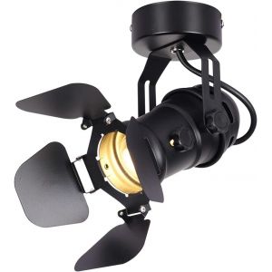 TIANYI-Plafonnier Industrielle R&eacute;tro en M&eacute;tal Noir, Orientable Applique Murale Int&eacute;rieur Vintage, Lampe de Plafond Retro Vintage E27 Spots de plafond pour Bar, Caf&eacute;,Salon - Neuf