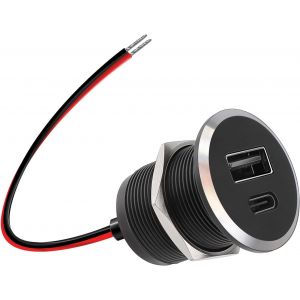 Prise Usb 12V Chargeur Usb Camping-Car, Tout En Aluminium Double Port Prise Usb C 24W Pd3.0 Et Qc3.0 Pour Bateau Marine Camion Caravane Véhicule (Petit 1)[Z2679] - Neuf