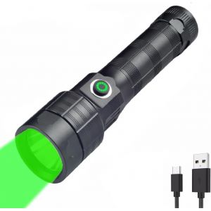 SJZG-Lampe De Poche Verte, 520 Nm 5 Modes, Lumière Verte Pour La Chasse, La Mise Au Point, Le Porc, Le Coyote, La Menthe Verte, La Lumière De Prédateur, Pour La Pêche, La Chasse, L'Observation - Neuf