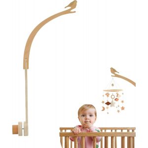 Promise Babe Baby Mobile Support Bois Design Ours, Lit Bébé Table À Langer Bricolage Support Mobile Réglable En Hauteur Parc Bébé Support Mobile Tige Pour Suspension (Bear Holder) - Neuf