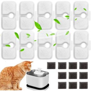 10 Pi&egrave;ces Filtre Fontaine Eau Chat, Filtre Fontaine Chat, Pour Dockstrea M Fontaine &Agrave; Eau Pour Chat Plwf005, Plwf115, Plwf105, Filtre, Contient 10 &Eacute;ponges - Neuf