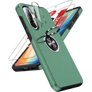 TRAHOO-Coque pour Samsung Galaxy A56/A 56 avec 2 Verre Tremp&eacute; Vitre Protection, 2 Protection Camera et Anneau Telephone Invisible, Militaire PC et TPU Etui Antichoc Housse pour Samsung A56 - QVert - Neuf