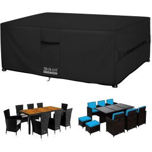 Subzonal-Housse Salon De Jardin Exterieur Avec A&eacute;rations, Imperm&eacute;able, R&eacute;sistant Au Vent, Anti-Uv Tissu Oxford 420d Bache Meubles Housse De Protection Table De Jardin Rectangulaire (180x100x74cm) Noi - Neuf