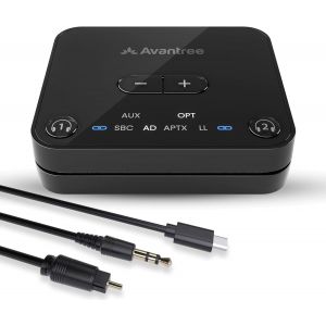 VornixorSarlshop-Audikast 3 &iquest; &Eacute;metteur Bluetooth 5.3 pour TV avec Port de Sortie Audio Optique ou AUX, aptX-Adaptive, Transmetteur Adaptateur Audio sans Fil pour Casque - Neuf
