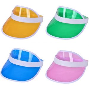 4 Visières Pare-Soleil Néon,Casquette Unisexe Rétro Années 80 Avec Visière,Soleil Chapeau Visière Casquettes Vélo Sunhat - Neuf