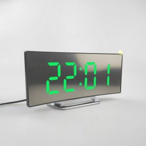 Despertador Digital (Verde) Para Dormitorio, Pantalla Led De Espejo, Formato De 12/24 Horas, Temperatura, Fecha, Luz Nocturna, Función De Repetición, Carga Usb Y Batería. - Neuf