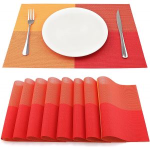 Lot De 8 Sets De Table Vinyle45 Cm * 30 Cm, Rouge Résistant À L'usure À La Chaleur, Tissées Pour Napperons De Cuisine - Neuf