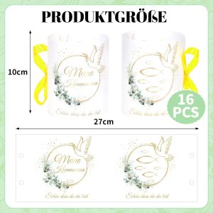 Kalanka-Lot De 16 Photophores - Décoration De Table Pour Communion - Pour Garçon Et Fille - Décoration De Communion - Vert Eucalyptus - Beau Que Tu Es Là - Décoration Pour Bougies Chauffe-Plat Et Bou - Neuf