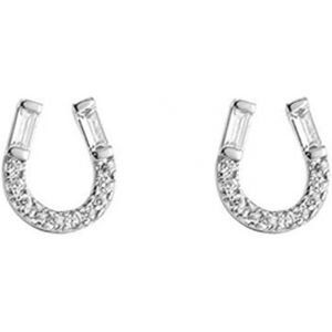 Kal-20g Boucles D`Oreilles Minimalistes En Fer À Cheval 925 Cristal En Argent Sterling Petit Boucles D`Oreille Cartilage Pour Les Femmes Hypoallergénique Mignon Cz Love U Forme Piercing Bijoux - Neuf