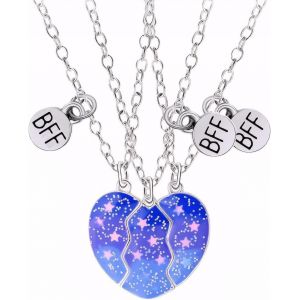 Kales-3 Pièces Collier Bff Femmes,Collier Meilleure Amie Pour 3,Coeur Separable Pendentif Pour Soeur Friend,Best Friends,Cadeaux Chaîne Pendentif Cadeaux Pour Filles - Neuf