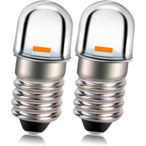 Ampoule Led E10 12v Jaune 2525 1smd Chip 100lm Remplacement D'ampoule Led Pour Flashlights Torche Lumière Terre Négative Paquet De 2 - Neuf
