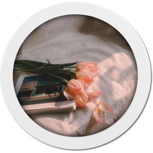 CMWX-Petit cadre photo rond pour mur et table, cadres décoratifs créatifs pour travaux de photographie, peinture d'art, photos (rond, blanc, 22,9 cm) - Neuf