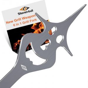 Accessoires de barbecue, ustensiles multifonctionnels pour barbecue 6 en 1, outil de grillade pour barbecue, cadeau pour papa, cadeau pour la fete des peres pour hommes - Neuf