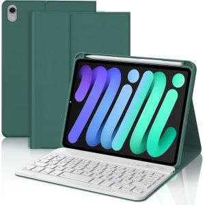 Clavier Pour Ipad Mini 7 8.3'' 2024 (A17pro), &Eacute;tui Clavier Pour Ipad Mini 6 2021 Magn&eacute;tique Amovible Bluetooth Fran&ccedil;ais Azerty Layout, Vert Fonc&eacute; - Neuf
