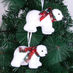 Lot de 2 D&eacute;corations de No&euml;l Ours Blanc Pendentif Arbre de No&euml;l - Neuf