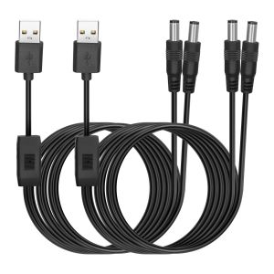 JGD-Lot de 2 c&acirc;bles d'alimentation USB vers DC5521 &iquest; 5 V USB A m&acirc;le vers double CC 5,5 x 2,1 mm m&acirc;le pour ventilateur, lumi&egrave;re LED, routeur, etc. &iquest; 1 m - Neuf