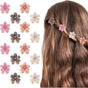 Kal-Lot De 16 Petites Pinces À Cheveux En Forme De Fleur Avec Strass En Cristal - Accessoires De Cheveux Tendance Pour Femme Et Fille - Pour Anniversaire, Mariage, Fête Quotidienne (Noir, Beige, - Neuf