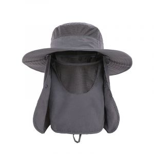 (Gris Fonc&eacute;) 1 Chapeau De P&ecirc;che, Chapeau De Soleil &Agrave; Large Bord, Chapeau De Protection Solaire Avec Masque Facial, Chapeau De Plage De Voyage D'&eacute;t&eacute; En Plein Air - Neuf