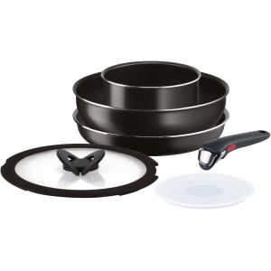 Letnerny-Ingenio Essential + Set De Casseroles Et Poêles Antiadhésives En Aluminium Pour Gaz Et Four, 6 Pièces, Batterie Avec Casserole Fondue, Poêle, Poêle, Wok, 2 Couvercles, Poignée Amovible - Neuf