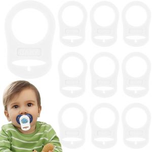 10 Pcs Transparent Attache Tétine Mam,Silicone Bouton Anneau,Silicone Adaptateur Attache De Sucette Pour Sucette - Neuf