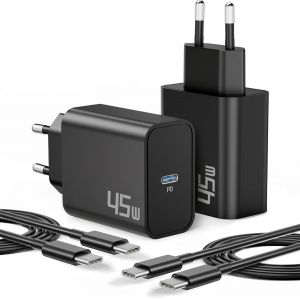 Kalcx-45w Chargeur Rapide Usb C Pour Samsung Galaxy S25 Ultra S24 S23 S22 S21 5g Fe A55 A54 A53 A35 A25 A15,Note 20 10,Tab S10 S9,Usbc Pd Adaptateur Secteur Prise Charge Rapide+2m Type C Câble 2-Pack - Neuf