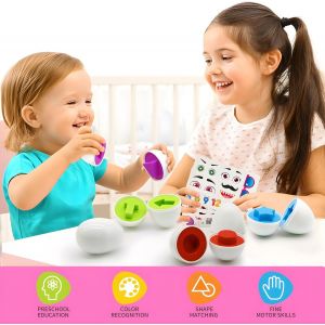12 PièCes Oeufs Assortis,Jouet Enfant Montessori Couleur et Forme Reconnaissance,Jeux Enfant Oeufs Puzzle Ensemble éDucatifs GéOméTriques Motifs PâQues Cadeau des Enfants Pour GarçOns Filles - Neuf