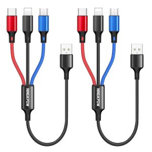 C&acirc;ble Multi Usb, 3 En 1 C&acirc;ble Universel [50Cm/Lot De 2] Cable Multi Chargeur Usb En Nylon Avec Micro Usb Type C Ip C&acirc;ble Pour Phone 15, Samsung Galaxy S23 S22, Huawei P50, Honor, L[CAB9161351] - Neuf