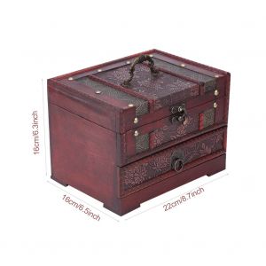 1 Boite De Rangement Classique En Bois Pour Bijoux Et Cadeaux, Avec Miroir - Neuf