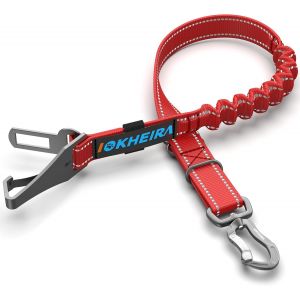 Eryi-Ceinture Sécurité Chien, Trois En Un Ceinture Chien Voiture, Reglable Nylon Durable Harnais Voiture Chien, Avec Coussin Élastique Antichoc, Pour Tous Les Chiens Et Chats(Rouge) - Neuf