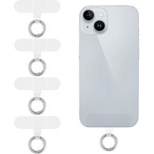 jum-Lot De 4 Cha&icirc;nes Universelles Pour T&eacute;l&eacute;phone Portable - En Tpu - 6 X 1,6 Cm - Anti-Perte - Avec Anneau En M&eacute;tal - Anti-Perte - Ultra Fines - Neuf